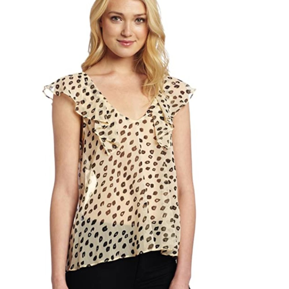 Bcbgeneration Leopard Print Low Back Ruffle Top - image 1